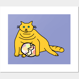 Chonk Cat Holding Large Easter Egg Posters and Art